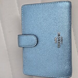 Coach womans wallet metallic blue